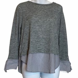 Loft Outlet Mixed Media Gray Top Size SP